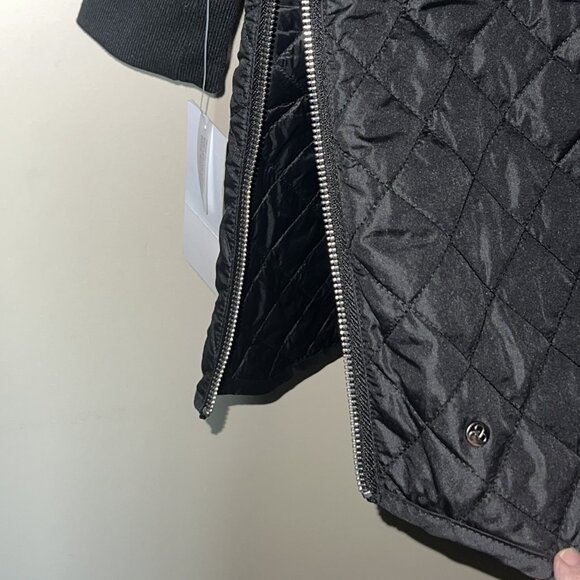 Zella Quilted Longline Black Jacket Coat Side zippers, arm pocket, NWT XS, NICE! - Picture 6 of 10